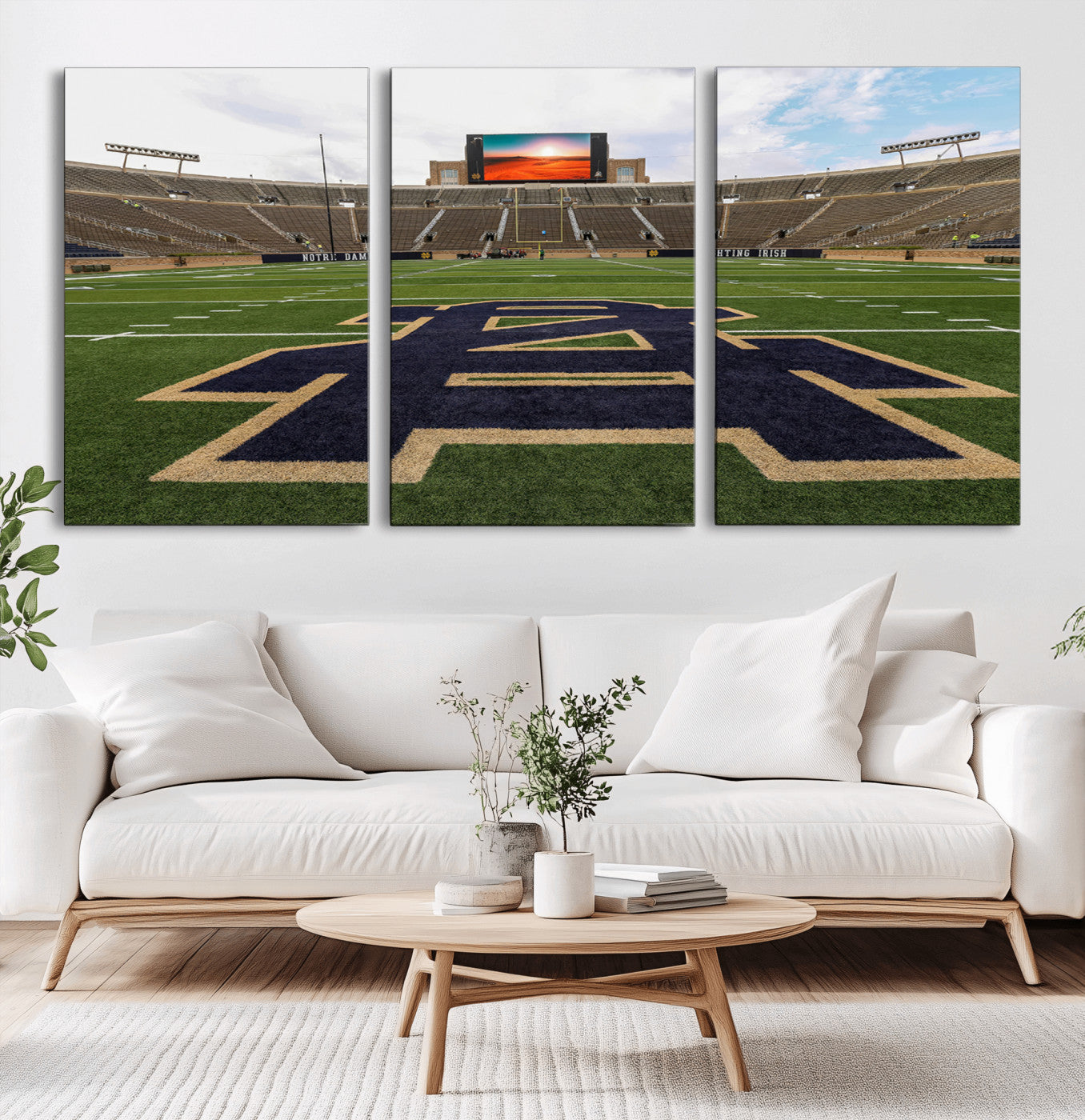 52835-MGV-CV-36X24-Notre Dame Stadium Wall Art Canvas Print, Framed Indiana Stadium Art Picture Print, Notre Dame Field Perfect Sport Room Decor
