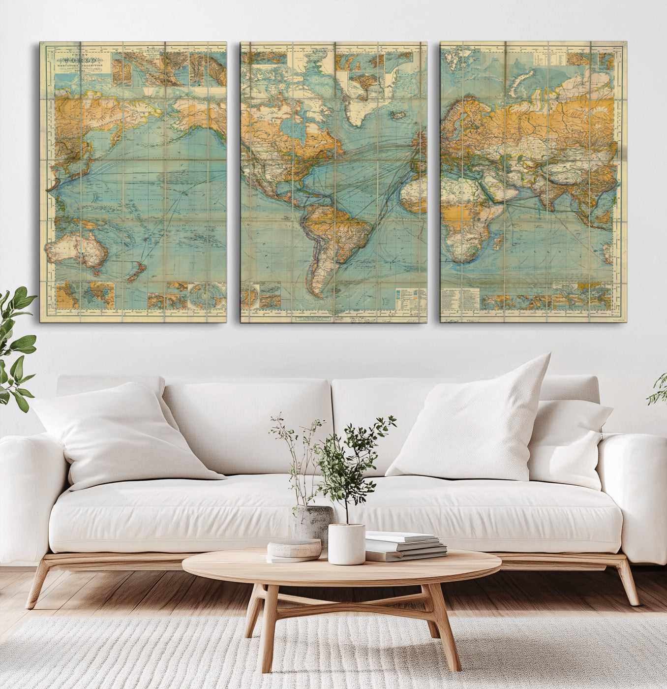 25961-MGV-CV-36X24-Vintage World Map Wall Art – Antique Style Cartography Print with Old-World Details, Retro Travel Decor for Home, Office, Study,
