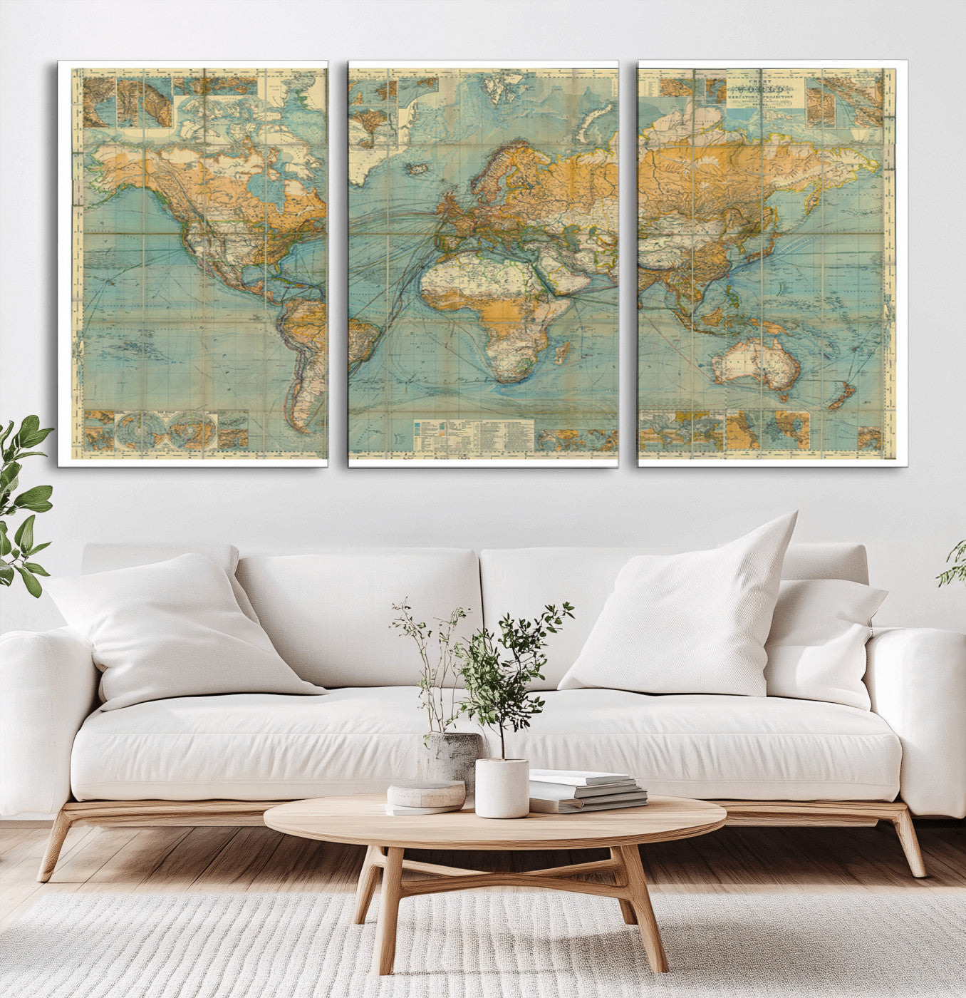 61989-MGV-CV-36X24-Vintage World Map Poster – Antique Cartography Print with Old Trade Routes & Geography, Retro Explorer Wall Art for Home, Office,