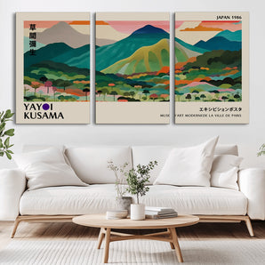 42589-MGV-CV-36X24-Vintage Japanese Landscape Poster Print – Abstract Mountain Nature Wall Art, Retro Mid-Century Modern Exhibition Style Decor for