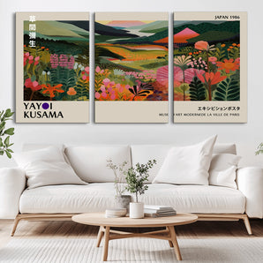 75719-MGV-CV-36X24-Botanical Mountain Valley Wall Art – Panoramic Nature Canvas Print, Vibrant Floral Field Artwork for Living Room, Bedroom, Office,