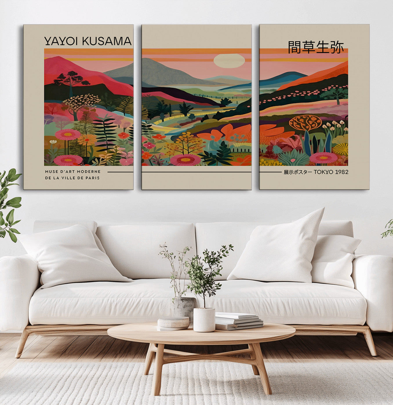 11347-MGV-CV-36X24-Floral Mountain Landscape Wall Art – Panoramic Nature Canvas Print, Colorful Botanical Field Artwork for Living Room, Bedroom,