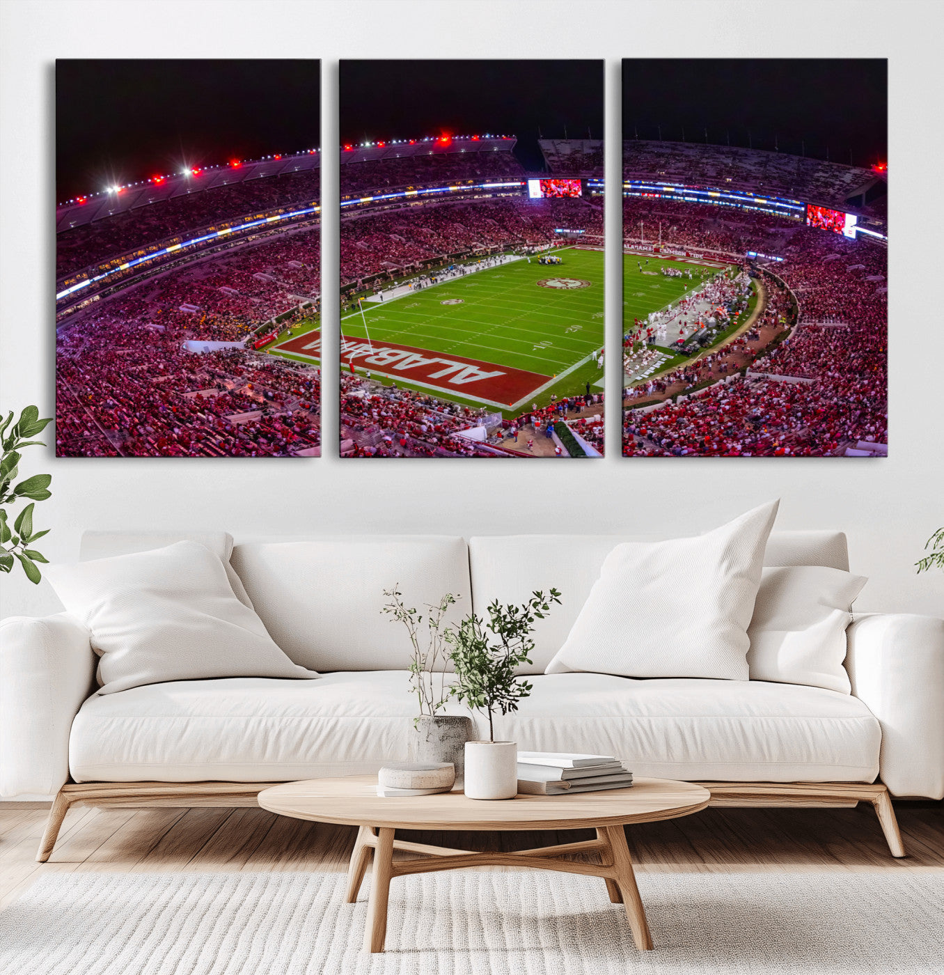 11343-MGV-CV-36X24-Bryant-Denny Stadium Wall Art – Panoramic Alabama Crimson Tide Football Field Canvas Print, Game Day Decor for Office, Man Cave or