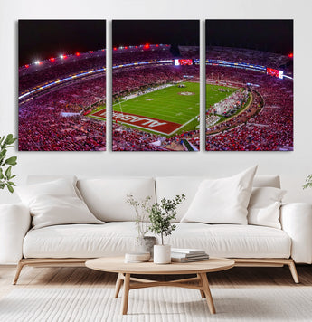 11343-MGV-CV-36X24-Bryant-Denny Stadium Wall Art – Panoramic Alabama Crimson Tide Football Field Canvas Print, Game Day Decor for Office, Man Cave or