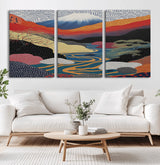32131-MGV-CV-36X24-Japanese Mount Fuji Wall Art – Abstract Landscape Canvas Print with Swirling Sky & River, Modern Minimalist Asian Inspired Poster