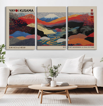 27188-MGV-CV-36X24-Yayoi Kusama Wall Art – Panoramic Abstract Landscape Canvas Print, Vibrant Modern Decor for Living Room, Bedroom, Office, or Art