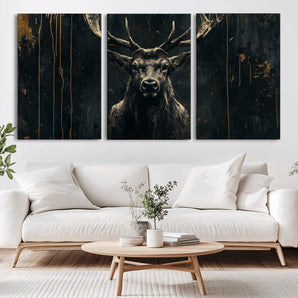 12613-MGV-CV-36X24-Rustic Deer Wall Art – Majestic Stag Canvas Print with Antlers, Wildlife Nature Decor for Cabin, Lodge, Living Room or Rustic