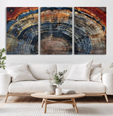 63519-MGV-CV-60X30-3P-Tree Ring Wall Art – Rustic Nature Wood Grain Canvas Print, Abstract Natural Texture Artwork Poster for Living Room, Bedroom,