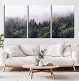 42578900-MGV-CV-36X24-Misty Pine Forest Wall Art – Tranquil Foggy Mountain Canvas Print, Nature Landscape Décor for Bedroom, Living Room, Cabin or