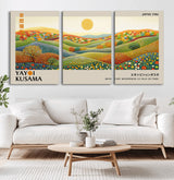 33864-MGV-CV-60X30-3P-Pointillism Yayoi Wall Art Canvas Print, Framed Yayoi Kusama Art Picture Print, Yayoi Kusama Dot Perfect Abstract Nature Decor