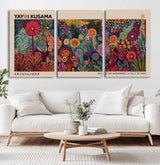 51280-MGV-CV-60X30-3P-Abstract Yayoi Kusama Wall Art Canvas Print, Framed Japanese Wabi Sabi Art Picture Print, Yayoi Kusama Perfect Abstract Modern