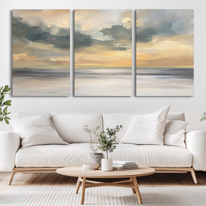 45544-MGV-CV-36X24-Ocean Sunset Wall Art – Serene Seascape Canvas Print with Golden Sky and Calm Water, Coastal Beach Artwork for Living Room,