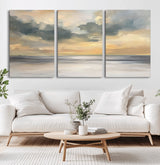 45544-MGV-CV-36X24-Ocean Sunset Wall Art – Serene Seascape Canvas Print with Golden Sky and Calm Water, Coastal Beach Artwork for Living Room,