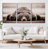 20611-MGV-CV-36X24-Grizzly Bear Wall Art – Majestic Wildlife Sepia Canvas Print, Rustic Nature Animal Artwork for Cabin, Lodge, Living Room, Bedroom,