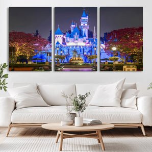 66710-MGV-CV-36X24-Enchanted Castle Wall Art – Magical Night Scene Canvas Print with Glowing Lights, Fantasy Architecture Artwork for Living Room,