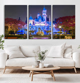 66710-MGV-CV-36X24-Enchanted Castle Wall Art – Magical Night Scene Canvas Print with Glowing Lights, Fantasy Architecture Artwork for Living Room,