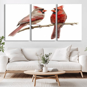 72606-MGV-CV-36X24-Cardinal Bird Wall Art – Colorful Male and Female Cardinal Canvas Print, Nature Wildlife Artwork for Living Room, Bedroom, Office