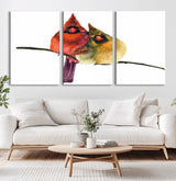 67752-MGV-CV-36X24-Cardinal Couple Wall Art – Male and Female Cardinal Canvas Print, Romantic Bird Artwork for Nature Lovers, Living Room, Bedroom,