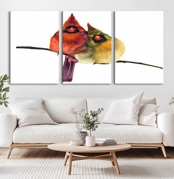 67752-MGV-CV-36X24-Cardinal Couple Wall Art – Male and Female Cardinal Canvas Print, Romantic Bird Artwork for Nature Lovers, Living Room, Bedroom,