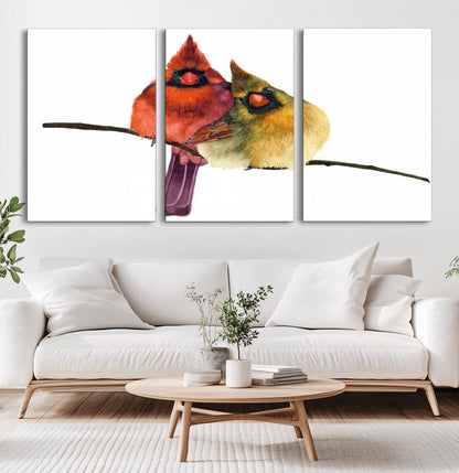 67752-MGV-CV-36X24-Cardinal Couple Wall Art – Male and Female Cardinal Canvas Print, Romantic Bird Artwork for Nature Lovers, Living Room, Bedroom,