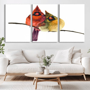 56182-MGV-CV-36X24-Cardinal Couple Wall Art – Male and Female Cardinal Canvas Print, Romantic Bird Artwork for Nature Lovers, Living Room, Bedroom,