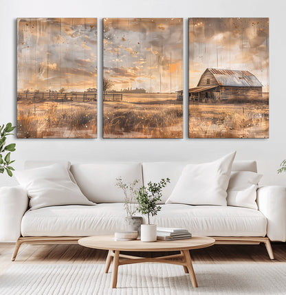 FARM2-MGV-CV-36X24-Rustic Farmhouse Wall Art Canvas Print, Framed Old Barn Art Picture Print, Southwestern Farmhouse Perfect Rustic Decor Artwork