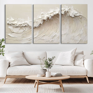 45175-MGV-CV-36X24-Textured Wave Wall Art Canvas Print, Framed Minimal Seascape Art Picture Print, Elegant Wave Perfect Modern Coastal Decor Artwork
