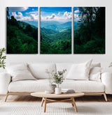 74439378-MGV-CV-36X24-Tropical Jungle Wall Art Canvas Print, Framed Lush Valley Art Picture Print, Forest Mountains Perfect Tropical Wilderness Decor