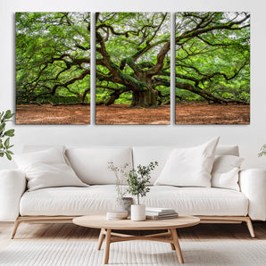 51255351-MGV-CV-36X24-Ancient Tree Wall Art – Majestic Oak Canvas Print, Large Nature Photography, Sacred Forest Landscape Wall Décor, Wisdom Tree