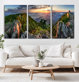 51582565-MGV-CV-36X24-Mountain Sunrise Panorama Wall Art – Scenic Landscape Canvas Print, Hiking Adventure Nature Photography, Large Mountain Range Wall