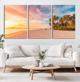 41542880-MGV-CV-36X24-Tropical Beach Wall Art Canvas Print, Framed Palm Trees Art Picture Print, Sunset Shore Perfect Tropical Coastal Decor Artwork