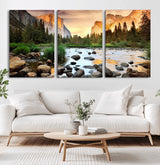 90956031-MGV-CV-36X24-Yosemite Valley Wall Art – Scenic Mountain River Landscape Canvas Print, Nature Photography for Living Room, Bedroom, Cabin,