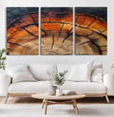 65909987-MGV-CV-36X24-Rustic Tree Ring Wall Art – Nature Inspired Wooden Texture Canvas Print, Modern Abstract Artwork for Living Room, Bedroom, Office