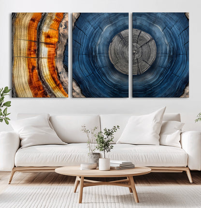 84489410-MGV-CV-36X24-Framed Abstract Tree Ring Wall Art Print, Natural Rustic Wood Texture Canvas Print, Wood Tree Stump Farmhouse, Log Cabin Wooden