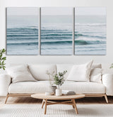 73969318-MGV-CV-36X24-Ocean Waves Wall Art Canvas Print, Framed Surfer Lineup Art Picture Print, Crowded Ocean Perfect Minimal Coastal Decor Artwork