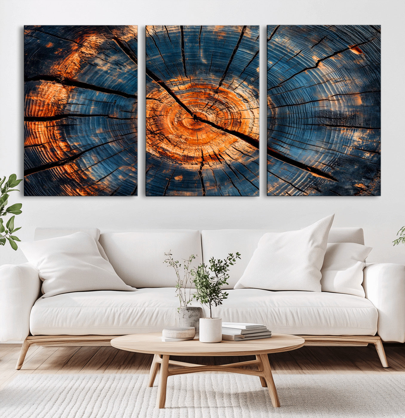 81894502-MGV-CV-36X24-Burnt Wood Wall Art Canvas Print, Framed Aged Timber Art Picture Print, Rustic Tree Slice Perfect Rustic Decor Artwork for Home,