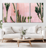93119502-MGV-CV-36X24-Tall Cactus Wall Art Canvas Print, Framed Pink Wall Art Picture Print, Cactus Lines Perfect Modern Desert Decor Artwork