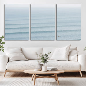 47814787-MGV-CV-36X24-Ocean Waves Wall Art Canvas Print, Framed Solo Surfer Art Picture Print, Wave Lines Perfect Minimalist Ocean Decor Artwork