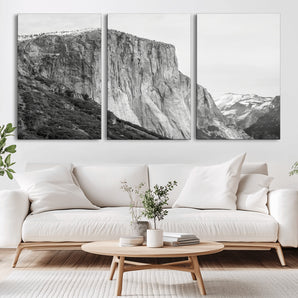 39393420-MGV-CV-36X24-El Capitan Wall Art Canvas Print, Framed Yosemite Cliff Art Picture Print, Monochrome Mountain Perfect Monochrome Sierra Decor