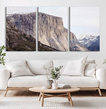 74506434-MGV-CV-60X30-3P-El Capitan Wall Art Canvas Print, Framed Yosemite Cliff Art Picture Print, Sierra Nevada Perfect Sierra Minimalism Decor Artwork
