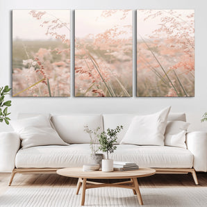 79164340-MGV-CV-36X24-Pastel Grasses Wall Art Canvas Print, Framed Soft Meadow Art Picture Print, Field in Breeze Perfect Pastel Minimal Decor Artwork