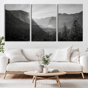 39278955-MGV-CV-36X24-Yosemite Valley Wall Art Canvas Print, Framed El Capitan Art Picture Print, Misty Mountain Perfect Modern Rustic Decor Artwork