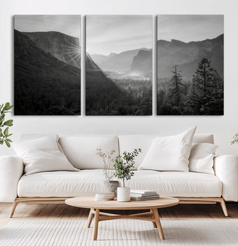 39278955-MGV-CV-36X24-Yosemite Valley Wall Art Canvas Print, Framed El Capitan Art Picture Print, Misty Mountain Perfect Modern Rustic Decor Artwork