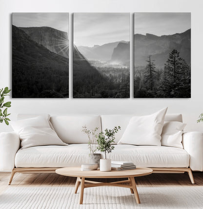 39278955-MGV-CV-36X24-Yosemite Valley Wall Art Canvas Print, Framed El Capitan Art Picture Print, Misty Mountain Perfect Modern Rustic Decor Artwork