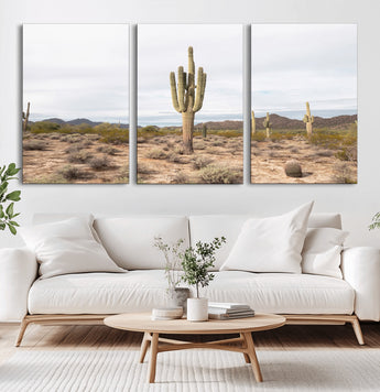 96147924-MGV-CV-36X24-Saguaro Cactus Wall Art Canvas Print, Framed Desert Cactus Art Picture Print, Earthy Desert Perfect Southwestern Boho Decor