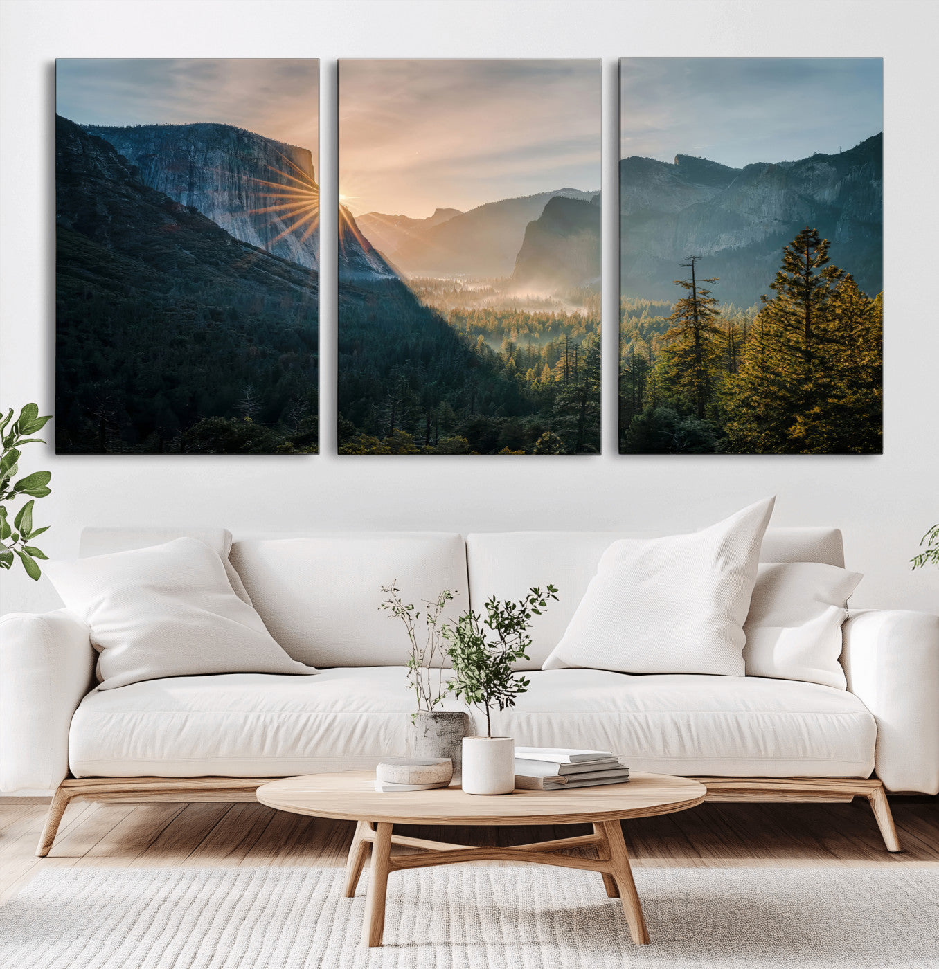 51605481-MGV-CV-36X24-Yosemite Valley Wall Art Canvas Print, Framed Mountain Sunrise Art Picture Print, National Park Perfect Vintage Explorer Decor