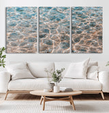 26580287-MGV-CV-36X24-Clear Water Wall Art Canvas Print, Framed Sunlit Ripples Art Picture Print, Ocean Texture Perfect Modern Coastal Decor Artwork