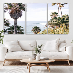 51404565-MGV-CV-36X24-Palm Trees Wall Art Canvas Print, Framed Ocean Breeze Art Picture Print, Coastal View Perfect Tropical Coastal Decor Artwork