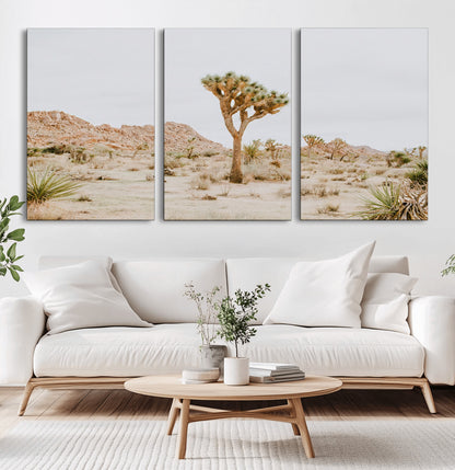 67109959-MGV-CV-36X24-Joshua Tree Wall Art Canvas Print, Framed Neutral Desert Art Picture Print, Earthy Landscape Perfect Neutral Boho Decor Artwork