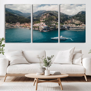 20321590-MGV-CV-36X24-Amalfi Coast Wall Art Canvas Print, Framed Italy Travel Art Picture Print, Mediterranean Landscape Perfect Mediterranean Coastal